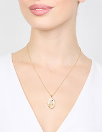 Gold Plated Enamel Mary Pendant Necklace - link has visual effect only