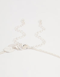 Silver Plated Cubic Zirconia & Plain Cross Layered Necklace - link has visual effect only