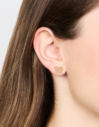 Kids Gold Plated Surgical Steel Bow Flat Back Earrings - link has visual effect only