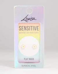 Kids Gold Plated Surgical Steel Flower Flat Back Earrings - link has visual effect only