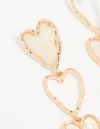 Gold Genuine Shell Heart Layered Drop Earrings - link has visual effect only