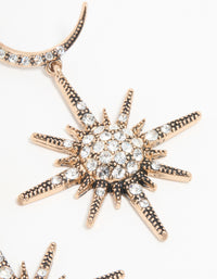 Antique Gold Diamante Celestial Large Drop Earrings - link has visual effect only