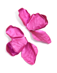 Gold Fuschia Coated Metal Flower Petal Drop Earrings - link has visual effect only