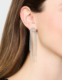Silver Diamante Rainbow Shaped Cupchain Drop Earrings - link has visual effect only