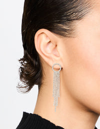 Silver Diamante Open Circle Cupchain Drop Earrings - link has visual effect only