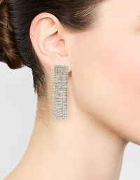 Silver Diamante Thick Straight Cupchain Drop Earrings - link has visual effect only