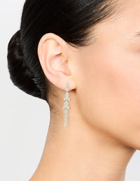 Silver Plated Cubic Zirconia Alternating Vine Linear Drop Earrings - link has visual effect only