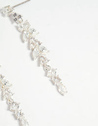 Silver Plated Cubic Zirconia Alternating Vine Linear Drop Earrings - link has visual effect only
