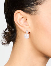 Silver Plated Mini Cubic Zirconia Pearl Drop Earrings - link has visual effect only