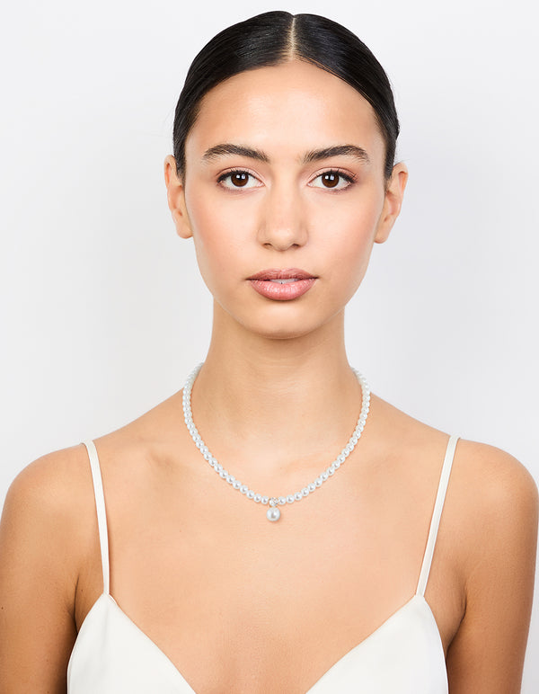Gold Plated Pearl Cubic Zirconia Necklace
