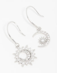 Silver Cubic Zirconia Moon & Sun Drop Earrings - link has visual effect only