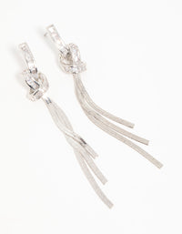 Silver Cubic Zirconia Pavé Knot Drop Earrings - link has visual effect only