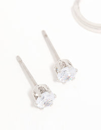 Silver Cubic Zirconia Stud & Huggie Earrings 3-Pack - link has visual effect only