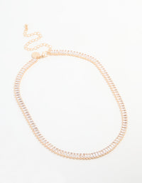 Gold Cubic Zirconia Baguette Short Necklace - link has visual effect only