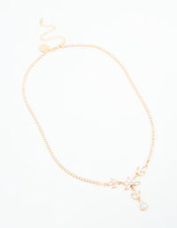 Gold Cubic Zirconia Cascading Flower Necklace - link has visual effect only