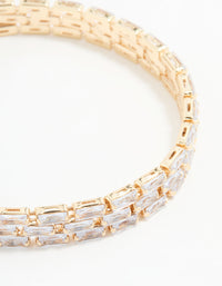Gold Cubic Zirconia Baguette Layered Bracelet - link has visual effect only
