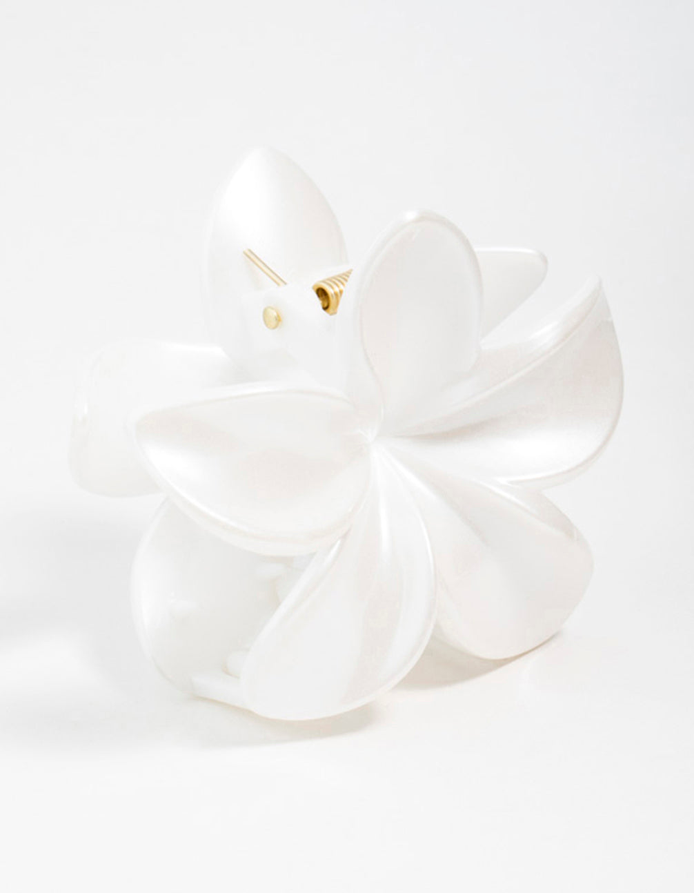 White Frangipani Flower Claw Clip