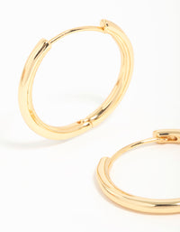 Gold Plated Brass Thin Medium Huggie Earrings - link has visual effect only