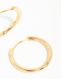 Gold Plated Brass Thin Medium Huggie Earrings - link has visual effect only