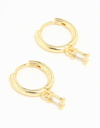 Gold Plated Brass Cubic Zirconia Chain & Stud Earrings 3-Pack - link has visual effect only