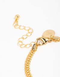 Gold Plated Brass Cubic Zirconia Chain Layered Bracelet - link has visual effect only