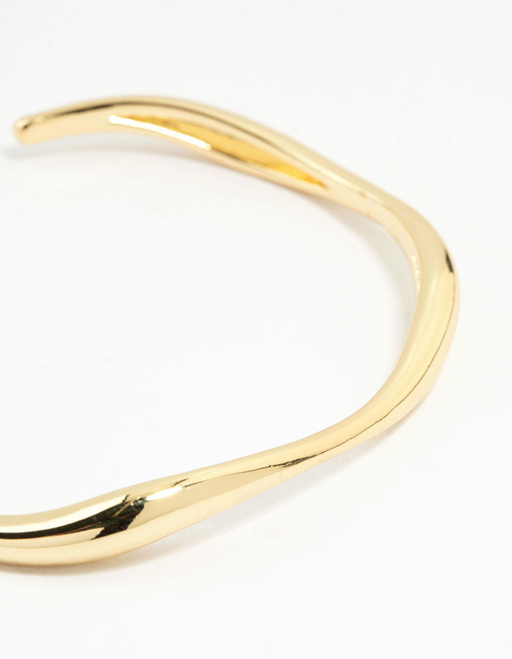 Gold Plated Brass Wavy Open Wrist Cuff