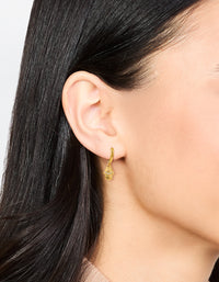 Waterproof Gold Plated Stainless Steel Hamsa Hand Hoop Earrings - link has visual effect only
