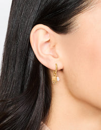 Waterproof Gold Plated Stainless Steel Diamante Horseshoe Hoop Earrings - link has visual effect only