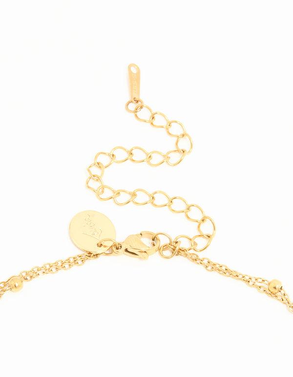Waterproof Gold Plated Stainless Steel Flower Layered Necklace