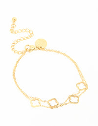 Waterproof Gold Plated Stainless Steel Hollow Flower Layered Bracelet - link has visual effect only