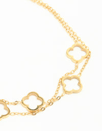 Waterproof Gold Plated Stainless Steel Hollow Flower Layered Bracelet - link has visual effect only