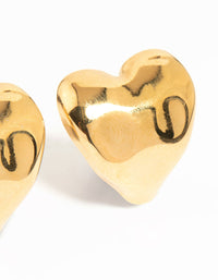 Waterproof Gold Plated Stainless Steel Molten Heart Stud Earrings - link has visual effect only