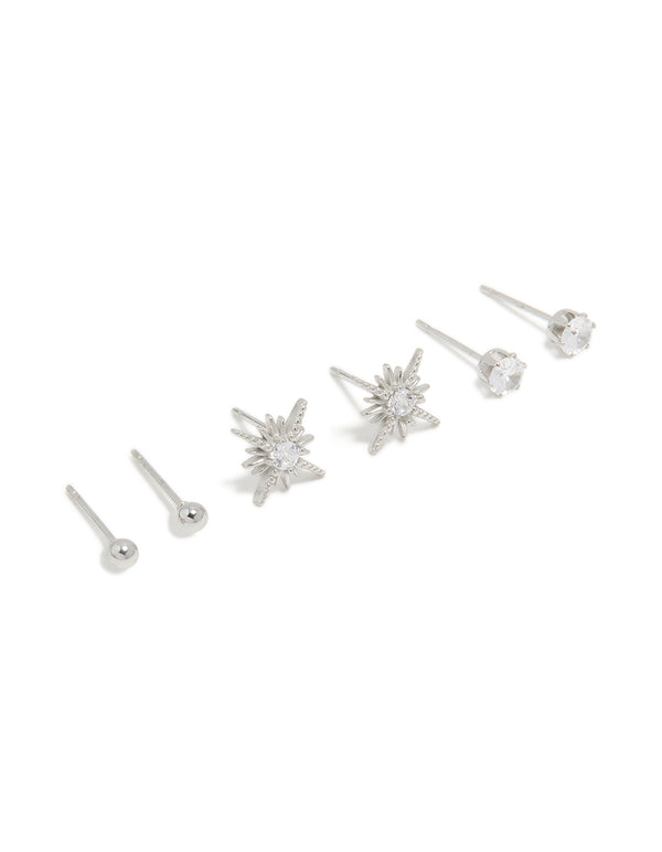 Waterproof Stainless Steel Celestial Stud Earrings Pack