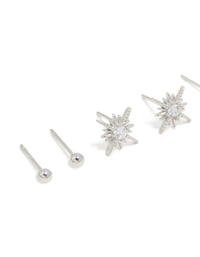 Waterproof Stainless Steel Celestial Stud Earrings Pack - link has visual effect only