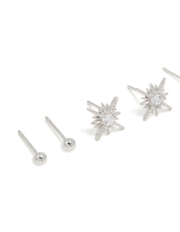 Waterproof Stainless Steel Celestial Stud Earrings Pack