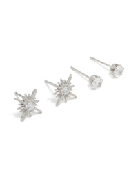 Waterproof Stainless Steel Celestial Stud Earrings Pack - link has visual effect only