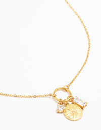 Waterproof Gold Plated Stainless Steel Cubic Zirconia Evil Eye Pendant Necklace - link has visual effect only