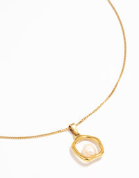 Waterproof Gold Plated Stainless Steel Freshwater Pearl Molten Hoop Pendant Necklace - link has visual effect only