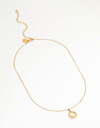Waterproof Gold Plated Stainless Steel Freshwater Pearl Molten Hoop Pendant Necklace - link has visual effect only