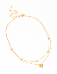 Waterproof Gold Plated Stainless Steel Heart Pendant Layered Necklace - link has visual effect only