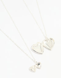 Silver Plated Heart Pendant Necklaces 2-Pack - link has visual effect only