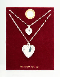 Silver Plated Heart Pendant Necklaces 2-Pack - link has visual effect only