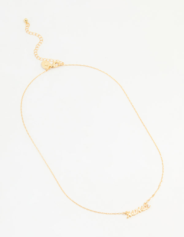 Gold Plated Mama Pendant Necklace