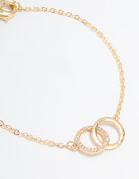 Gold & Silver Plated Brass Cubic Zirconia Link Bracelets 2-Pack - link has visual effect only