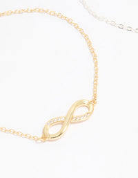 Mixed Metal Infinity Cubic Zirconia Toggle Bracelets 2-Pack - link has visual effect only