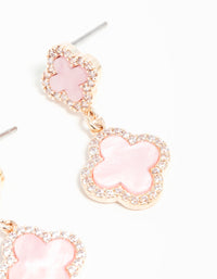 Rose Gold Cubic Zirconia Pink Flower Drop Earrings - link has visual effect only