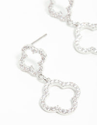 Silver Cubic Zirconia Flower Drop Earrings - link has visual effect only