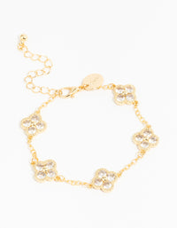 Gold Plated Cubic Zirconia Statement Flower Bracelet - link has visual effect only