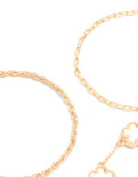 Gold Flower & Chain Bracelets 3-Pack - link has visual effect only