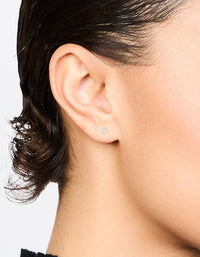 Sterling Silver Cubic Zirconia Micro Flower Stud Earrings - link has visual effect only